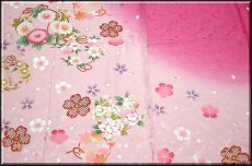 画像3: ■手縫い仕立て付き ロングサイズ 愛らしいピンク色 花輪 桜模様 丹後ちりめん 振袖■ (3)