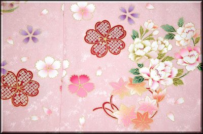 画像2: ■手縫い仕立て付き ロングサイズ 愛らしいピンク色 花輪 桜模様 丹後ちりめん 振袖■