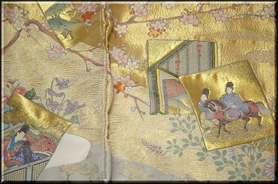 画像3: ■縫い取り 時代絵巻 「梅鉢」三つ紋入り 作家物 色留袖■