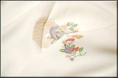 画像3: (訳ありアウトレット品)■お好きなお色に染めて…寿光織 「慶賀の香り」 縫い取り 白生地 訪問着■