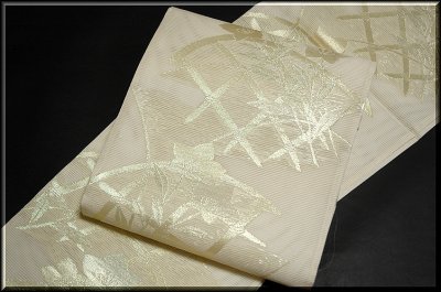 画像1: ■「田中義織物」謹製 花柄 金糸織 正絹 夏物 絽 袋帯■