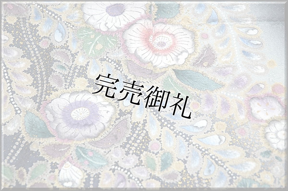 画像5: ■「辻が花」 煌びやかに輝く 銀通し加工 丹後ちりめん 濃紺色 訪問着■ (5)