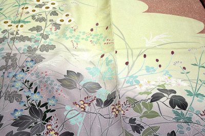 画像2: (訳ありアウトレット品)■日本の美 「加賀物語」 タタキ染め 花模様 訪問着■