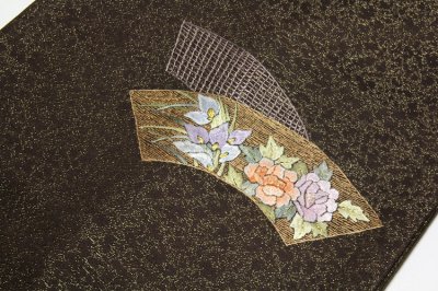 画像1: ■「京都イシハラ」謹製 蘇州刺繍 地紋 金糸織 仕立て上がり ９寸 名古屋帯■