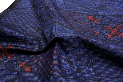 画像3: ■手縫い仕立て付き 「大島紬」 濃紺色 モダンでお洒落な ５マルキ 紬■