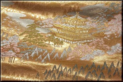 画像2: ■京都西陣 「よこくに謹製」 本金箔使用 風景図 九寸 名古屋帯■