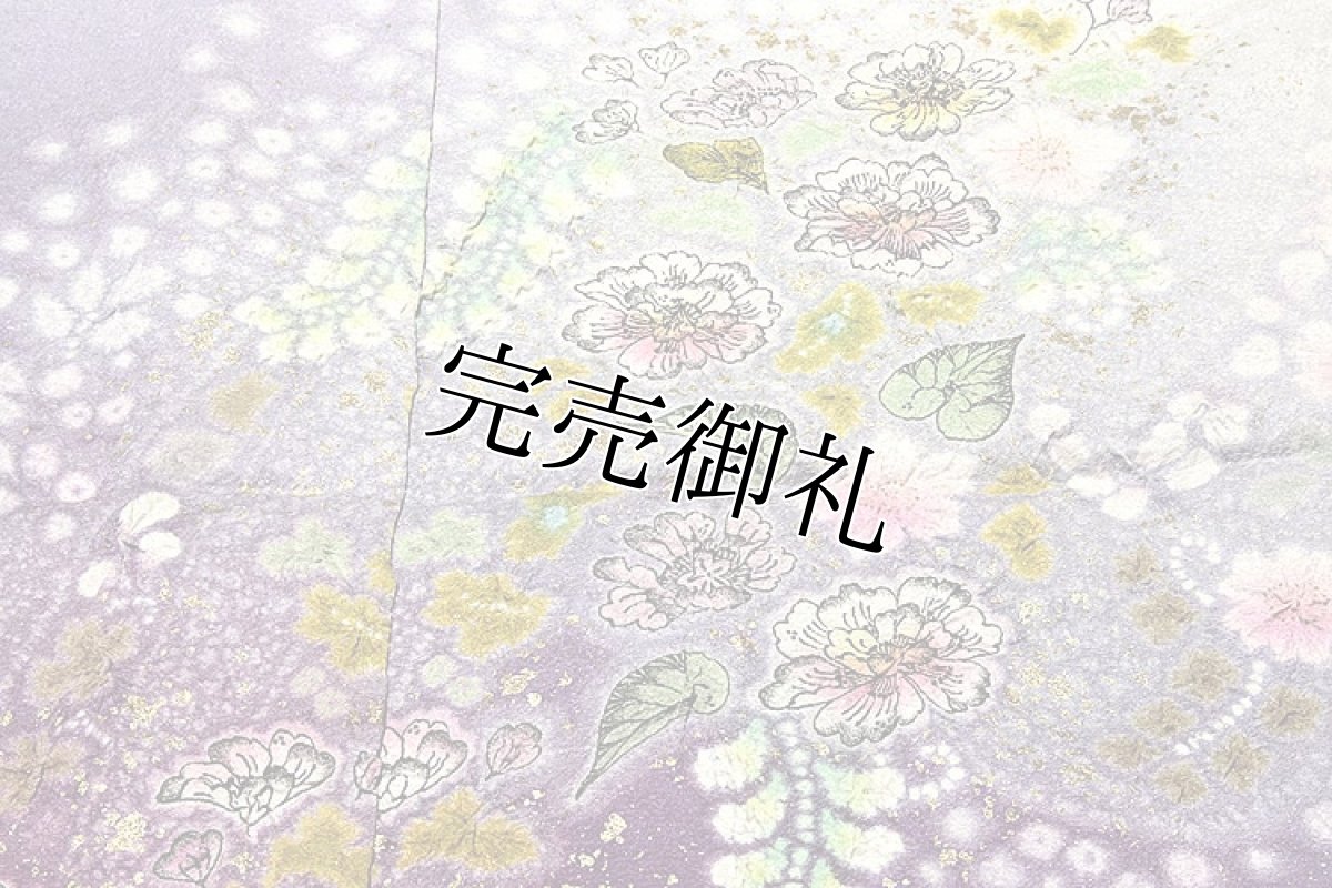 画像4: (訳ありアウトレット品)■おぼろ絞り 辻が花 上品なボカシ 銀通し 丹後ちりめん 振袖■ (4)