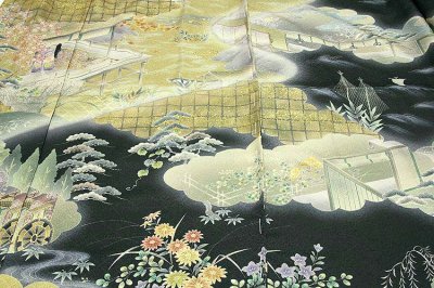 画像1: ■「源氏物語 千年紀 平安絵巻図」 日本の絹 丹後ちりめん 訪問着■