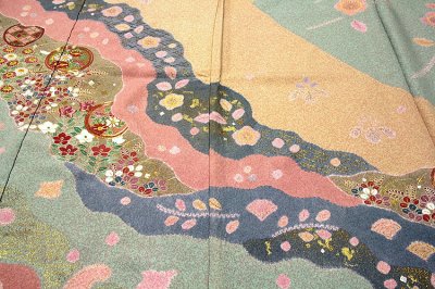 画像1: ■「京友禅 松井青々」作 染め分けボカシ たたき染め 金駒刺繍 絶品 最高級 訪問着■