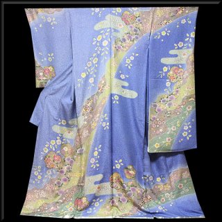 煌びやかな金彩加工 振袖に最適 正絹 総絞り 帯揚げ 飾りつき