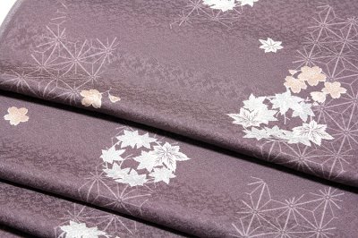 画像2: ■麻の葉文様に花輪柄 日本の絹 丹後ちりめん生地使用 正絹 小紋■