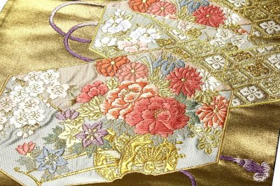 画像3: ■「池田織物謹製-引箔」 花車 金色 豪華な 正絹 袋帯■