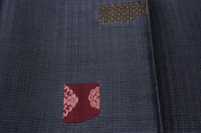 画像3: ■「おぐら織物謹製」 松煙染 両面創作工藝帯 古布紬の美 きりばめ 袋帯■