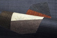 画像3: ■「おぐら織物謹製」 松煙染 両面創作工藝帯 古布紬の美 きりばめ 袋帯■ (3)