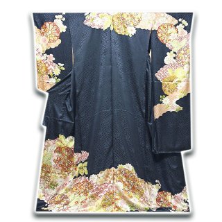 煌びやかな金彩加工 振袖に最適 正絹 総絞り 帯揚げ 飾りつき