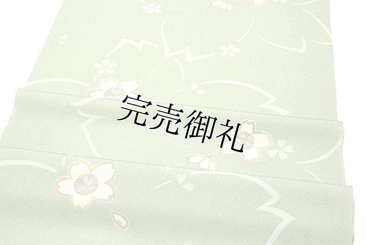 画像3: (訳ありアウトレット品)■「高級ちりめん」 白緑色 オシャレ 正絹 小紋■ (3)