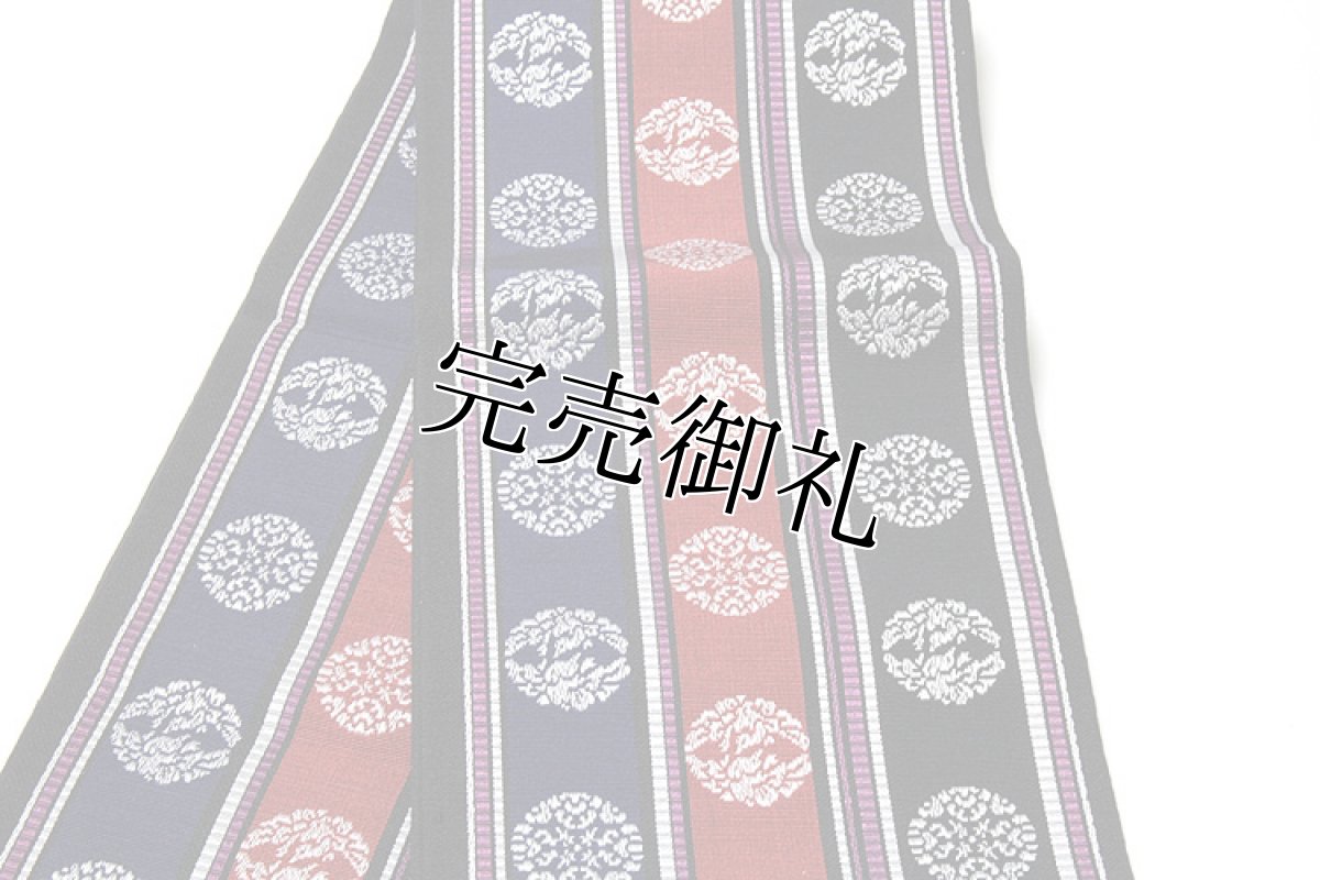 画像2: ■本場筑前博多織 小野和也謹製 「舞扇」 【オシャレ着・浴衣に】 半幅 小袋帯■ (2)