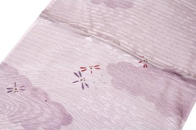 画像1: ■「正絹 夏物 絽」 雲取りにトンボ柄 帯揚げ 平組 帯締め セット■
