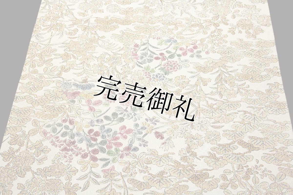 画像2: (訳ありアウトレット品)■「美浜古代ちりめん」 浜ちりめん 通産大臣賞受賞品 総柄 正絹 付下げ■ (2)