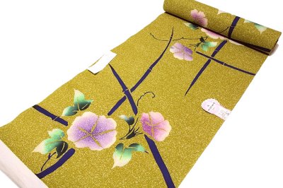 画像1: ■「四季の花木染」 タタキ染め アサガオ柄 日本製 浴衣■