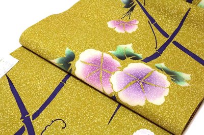 画像2: ■「四季の花木染」 タタキ染め アサガオ柄 日本製 浴衣■