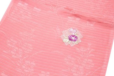 画像1: ■「正絹 夏物 絽」 贅沢な刺繍入り 地紋 帯揚げ 丸組 帯締め セット■