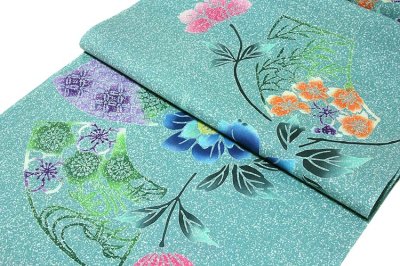 画像2: ■「四季の花木染」 タタキ染め 花模様 日本製 浴衣■