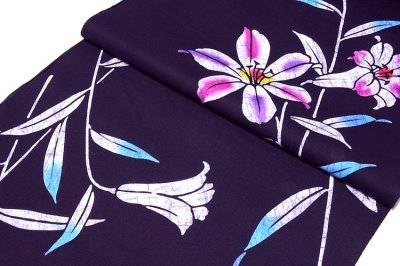 画像2: ■「本染め」 花模様 コーマ糸使用 クインサイズ 浴衣■