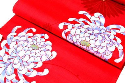 画像2: ■「日本製」 乱菊 赤色系 浴衣■