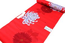 画像2: ■「日本製」 乱菊 赤色系 浴衣■ (2)