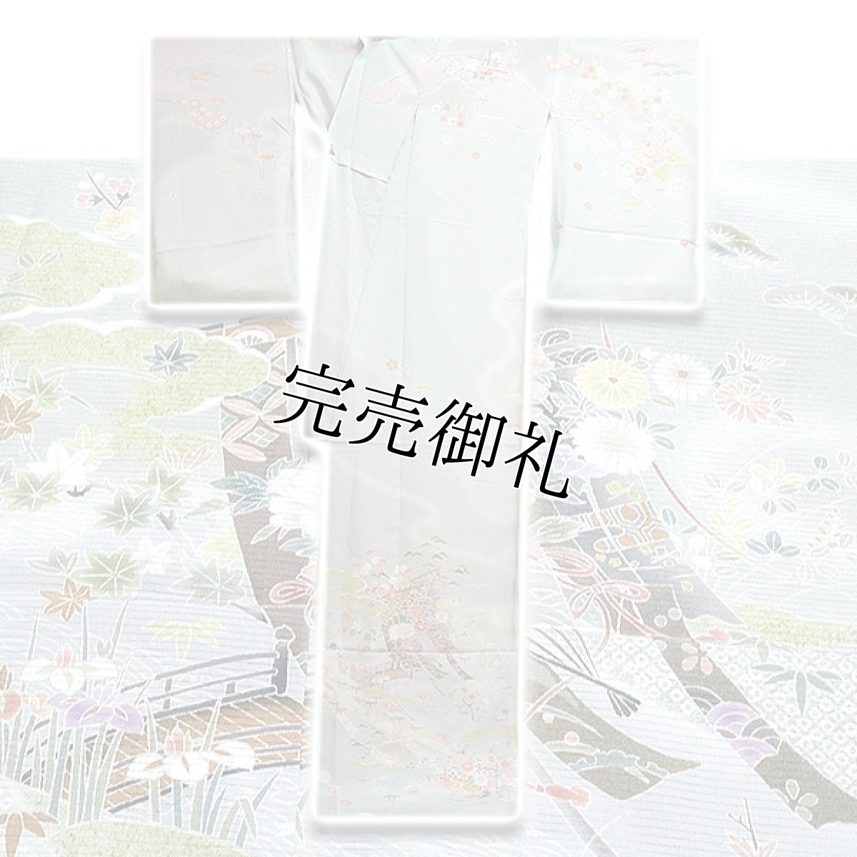 画像2: ■「古典几帳文様」 松竹梅 草花模様 濃淡ボカシ 夏物 丹後ちりめん 絽 正絹 訪問着■ (2)