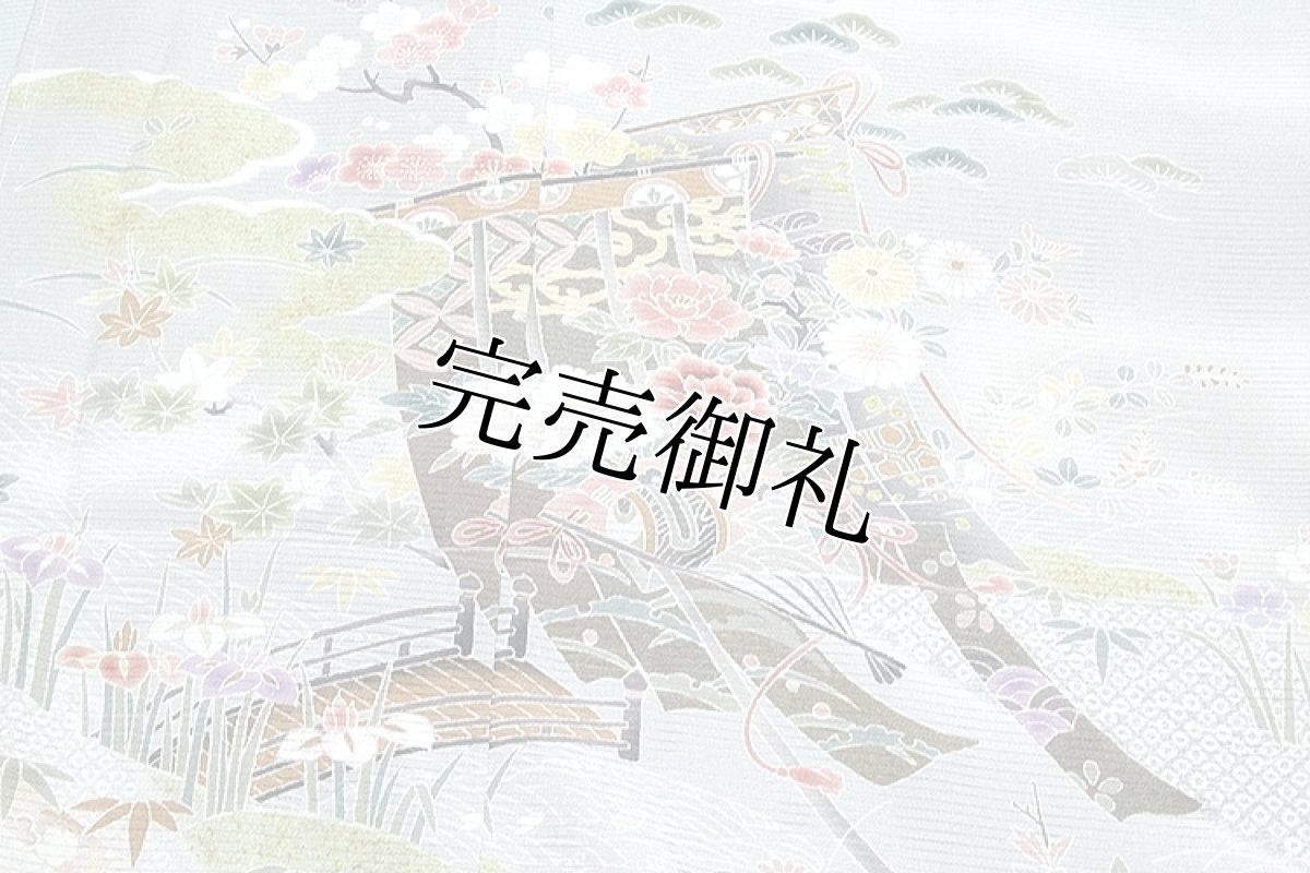 画像5: ■「古典几帳文様」 松竹梅 草花模様 濃淡ボカシ 夏物 丹後ちりめん 絽 正絹 訪問着■ (5)