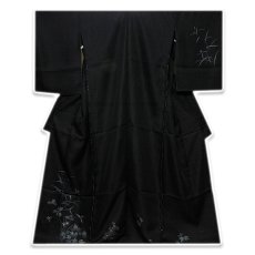 画像1: ■「贅沢な紗袷」 手描き 黒地 単衣 高級 訪問着■ (1)