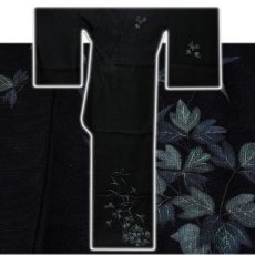 画像2: ■「贅沢な紗袷」 手描き 黒地 単衣 高級 訪問着■ (2)