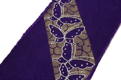 画像2: ■「紫色系」 振袖に最適 正絹 総絞り ラインストーン入り 蝶々柄 和想庵 帯揚げ 手組紐 丸組 帯締め セット■