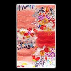 画像1: (訳ありアウトレット品)■色とりどりの花模様 ボカシ 女児七才 十三参り 四ッ身 大四ッ身 本裁 正絹 七五三 反物 高級 友仙 着物■ (1)