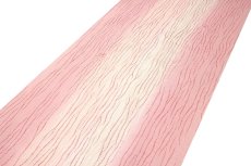 画像2: ■オシャレな波縞柄 美しいボカシ 生成りにピンクベージュ色系 正絹 長襦袢■ (2)