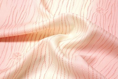 画像3: ■オシャレな波縞柄 美しいボカシ 生成りにピンクベージュ色系 正絹 長襦袢■