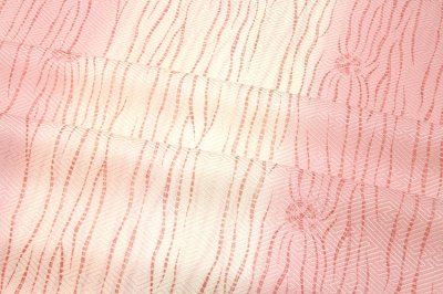 画像2: ■オシャレな波縞柄 美しいボカシ 生成りにピンクベージュ色系 正絹 長襦袢■