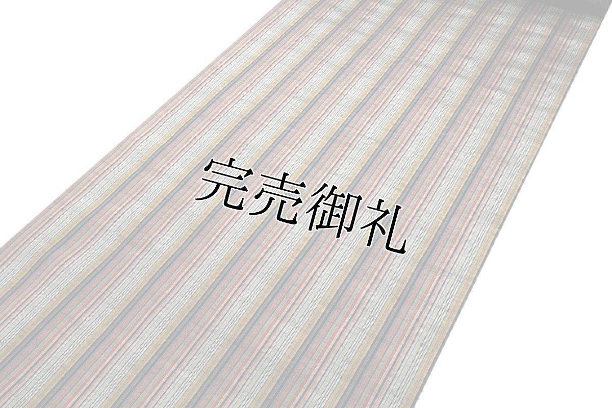 画像2: ■「カラフル縞柄」 西陣織 レトロ風 素朴な風合い 正絹 紬■ (2)