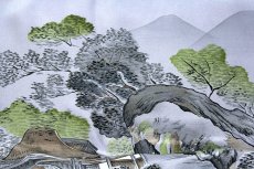 画像3: ■【正絹-キングサイズ】 男物 紺鼠 グレー色系 風景図 ボカシ 絵羽 羽織裏地 羽裏 肩裏 額裏■ (3)