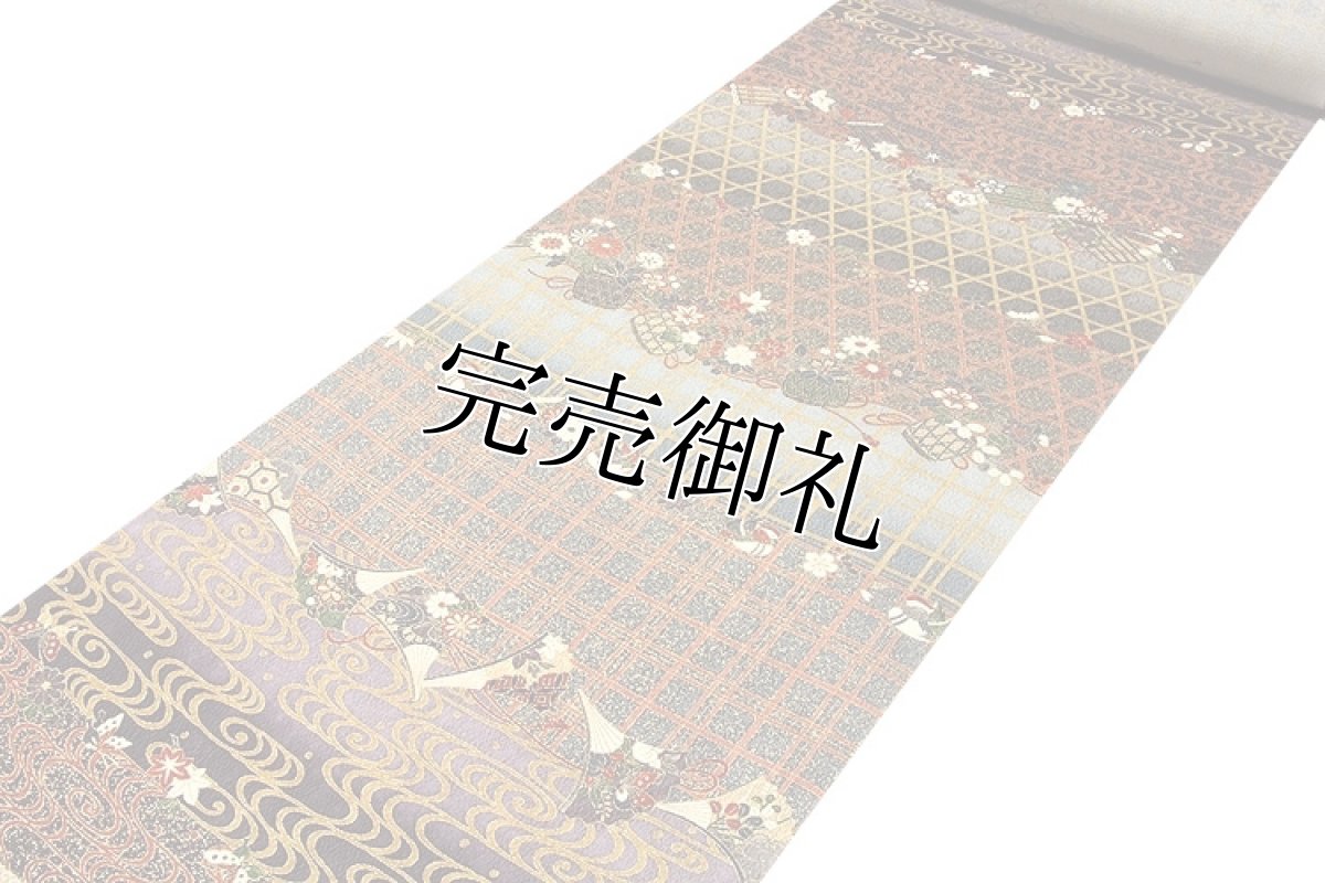 画像2: ■【訳あり】「名物裂-古典の美」 咲雅野 丹後ちりめん 金彩加工 ボカシ 正絹 小紋■ (2)