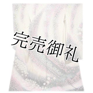 最高級-振袖用」 乱菊柄 鹿の子模様 紫色 小松ちりめん 日本製