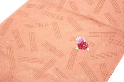 画像1: ■「正絹 夏物 紋紗」 贅沢な刺繍入り 花柄 地紋 帯揚げ 丸組 帯締め セット■