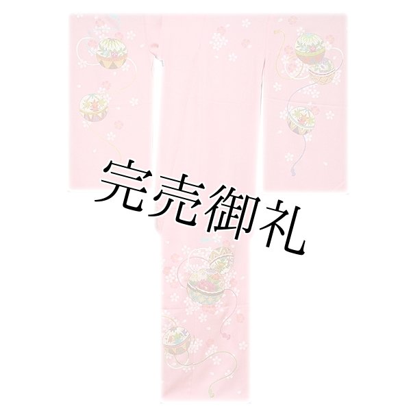 新品未仕立て 正絹 ちりめん 小紋 反物 ピンク 桜