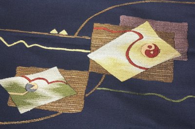 画像2: ■京都西陣織「三幸織物謹製」 オシャレ 太鼓柄 正絹 九寸 名古屋帯■