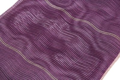 画像2: ■【訳あり】波筬織 上品な葡萄色 涼しげな 八寸 夏物 絽 正絹 名古屋帯■