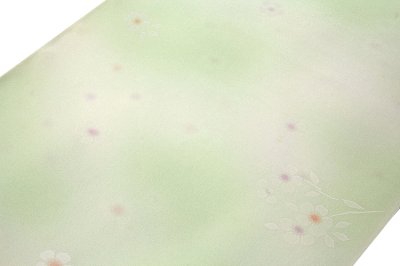 画像1: ■ボカシ染め オシャレ 花模様 白緑色系 正絹 長襦袢■