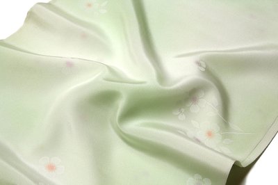 画像2: ■ボカシ染め オシャレ 花模様 白緑色系 正絹 長襦袢■