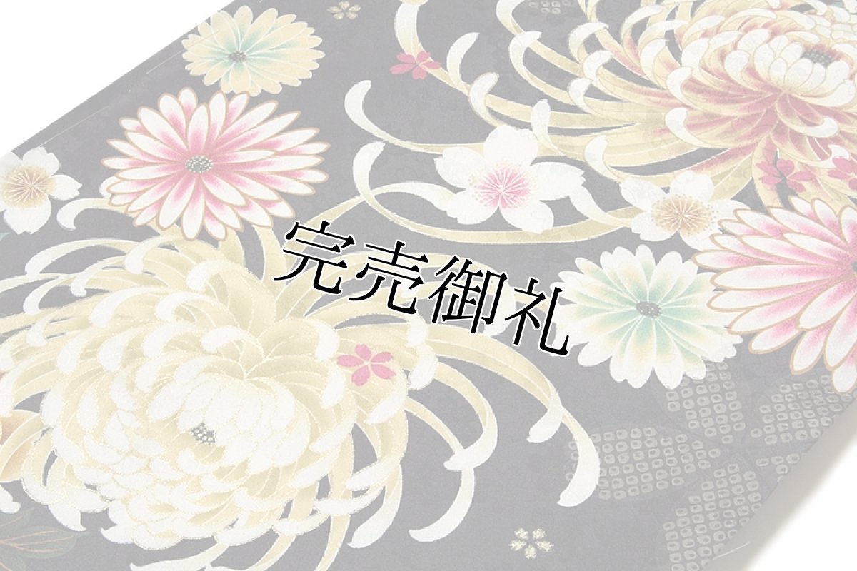 画像2: ■「新品：仕立て上がり：二尺袖」 卒業式 【忘れな草】 身長:１５８ｃｍ-１６８ｃｍまでのお方に最適 黒色 洗える着物■ (2)